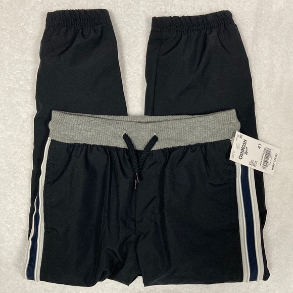 NWT Oshkosh 4t nylon lined black boys joggers athletic jersey elastic waist - Picture 2 of 5